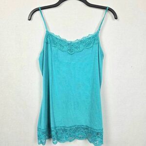 Cato Blue Lace Trim Cami Tank Top Size L